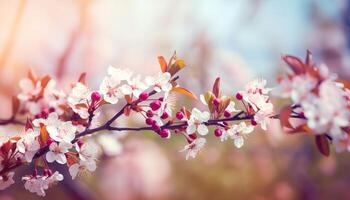 nature background with spring blooming flowers. photo