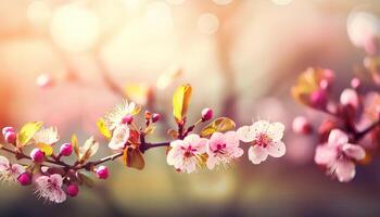 nature background with spring blooming flowers. photo