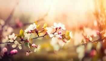 nature background with spring blooming flowers. photo