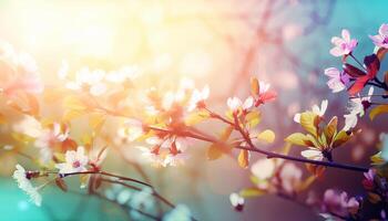nature background with spring blooming flowers. photo