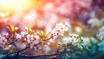 nature background with spring blooming flowers. photo