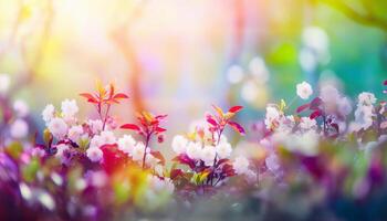 nature background with spring blooming flowers. photo