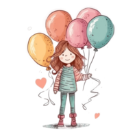 Girl with balloons png