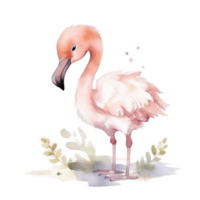 rosa vattenfärg flamingo png