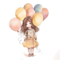 Girl with balloons png