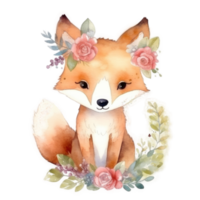 mignonne aquarelle Renard. png