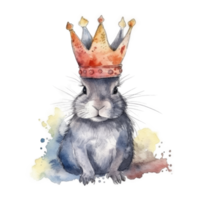 Watercolor bunny with crown. png