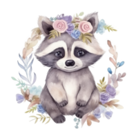 Watercolor raccoon cutout png