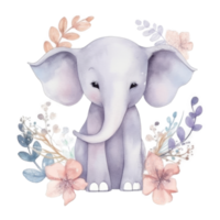 Cute watercolor elephant. png