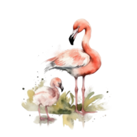 Pink watercolor flamingo png
