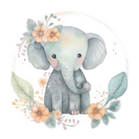 carino acquerello elefante. png