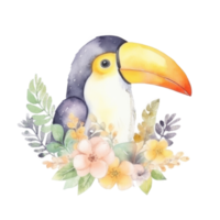 Cute watercolor toucan bird. png