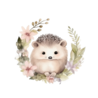 Cute watercolor hedgehog. png