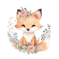 Cute watercolor fox. png