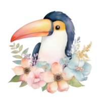 carino acquerello tucano uccello. png