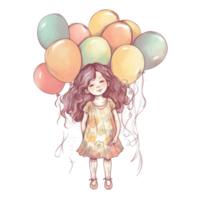 fille avec des ballons png