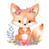 Cute watercolor fox. png