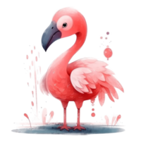 rosa vattenfärg flamingo. png