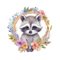 Watercolor raccoon cutout png