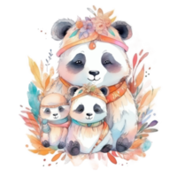 mignonne aquarelle Panda famille, png