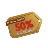 icon discount 3d render with orange color png