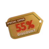 icon discount 3d render with orange color png