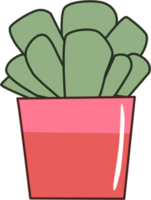 Cartoon cactus in the pots. doodle style. illustration png