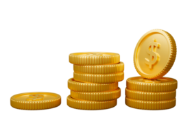 Gold coins 3d rendering transparency illustration graphics png