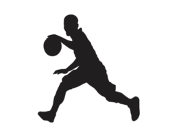 Silhouette von ein Basketball Spieler Tragen ein Basketball png