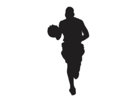 Silhouette Of A Basketball Player Carrying A Basketball png