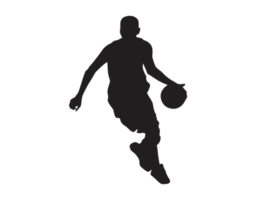 Silhouette von ein Basketball Spieler Tragen ein Basketball png