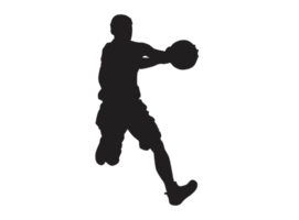 silhouette de une basketball joueur porter une basketball png