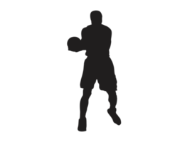 silhouette de une basketball joueur porter une basketball png