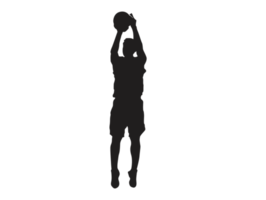 Silhouette von ein Basketball Spieler Tragen ein Basketball png