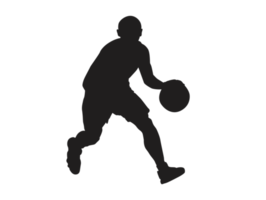 Silhouette von ein Basketball Spieler Tragen ein Basketball png