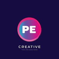 PE initial logo With Colorful template vector