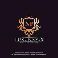 NF initial letter luxury ornament gold monogram logo template vector art.