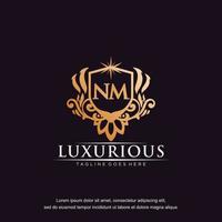 NM initial letter luxury ornament gold monogram logo template vector art.