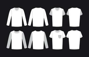 Outlined White T-Shirt Mockup Set vector