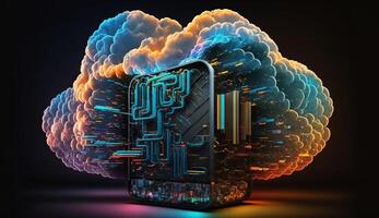 digital cloud storage icon server online social network. photo