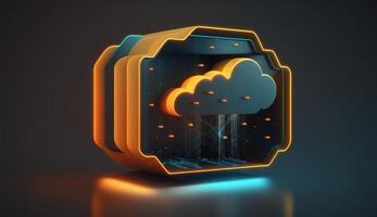 digital cloud storage icon server online social network. photo