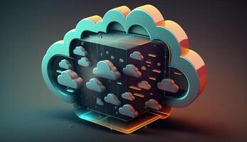 digital cloud storage icon server online social network. photo