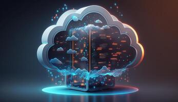 digital cloud storage icon server online social network. photo