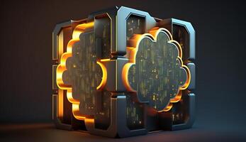 digital nube almacenamiento icono servidor en línea social red. generativo ai foto