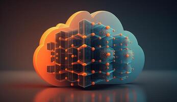 digital cloud storage icon server online social network. photo