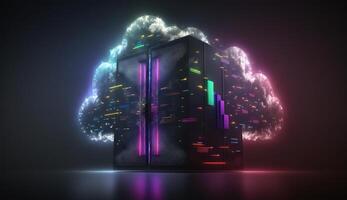digital cloud storage icon server online social network. photo