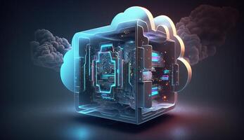 digital cloud storage icon server online social network. photo