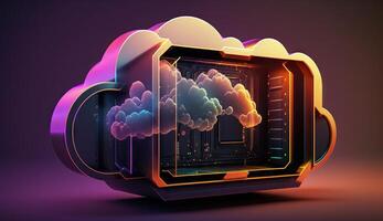 digital cloud storage icon server online social network. photo