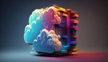 digital cloud storage icon server online social network. photo
