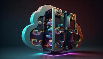 digital cloud storage icon server online social network. photo